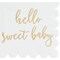 50 Pack 5x5 Inch White Scalloped Napkins with Gold Foil Hello Sweet Baby - Gender Neutral Baby Shower Napkins & Table Decor for Boy Girl Sprinkle Decorations